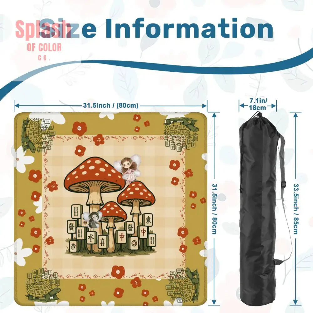 Fairy Garden Mushrooms, Fairies, Turtles Cottagecore Preppy Mahjong Mat