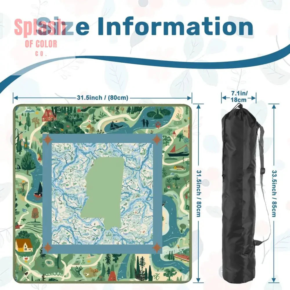 Mississippi Queen Mahjong Mat, River Blue Green Mahj Game Mat