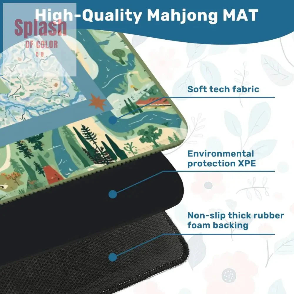 Mississippi Queen Mahjong Mat, River Blue Green Mahj Game Mat