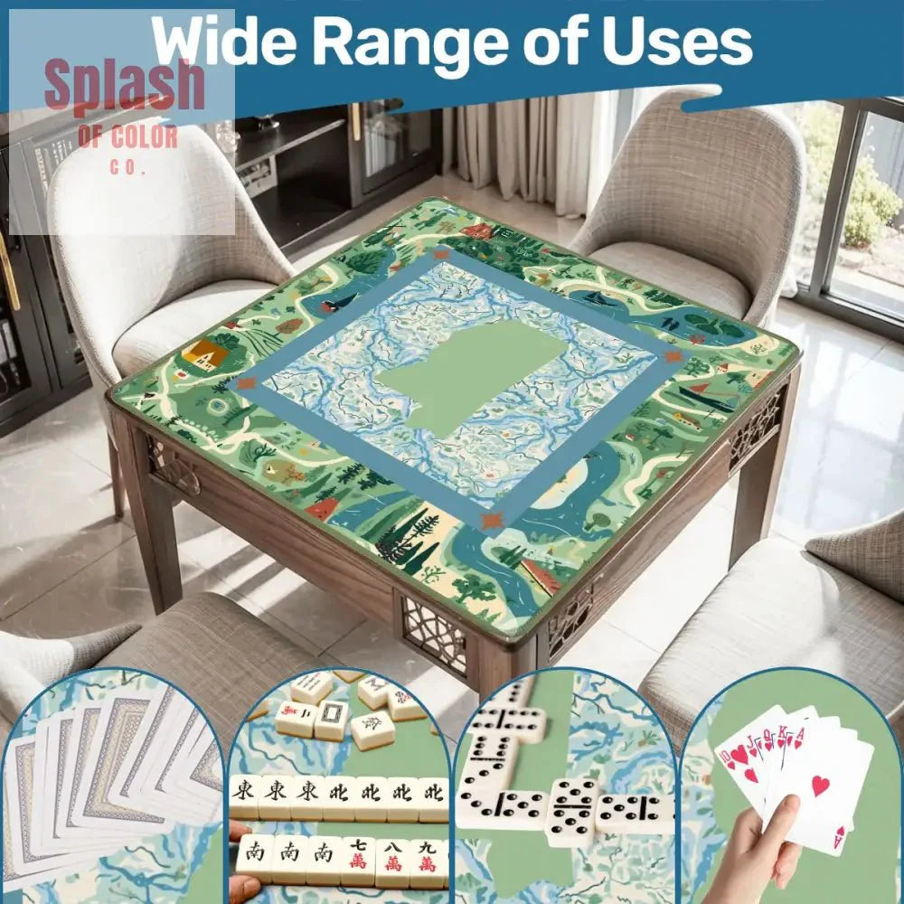 Mississippi Queen Mahjong Mat, River Blue Green Mahj Game Mat
