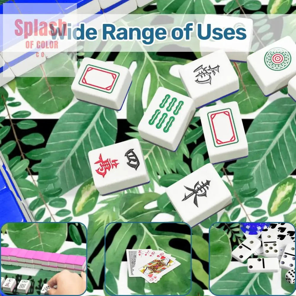 Mahjong Mat Black And Green Tropical Asian Border, Mahj Mat