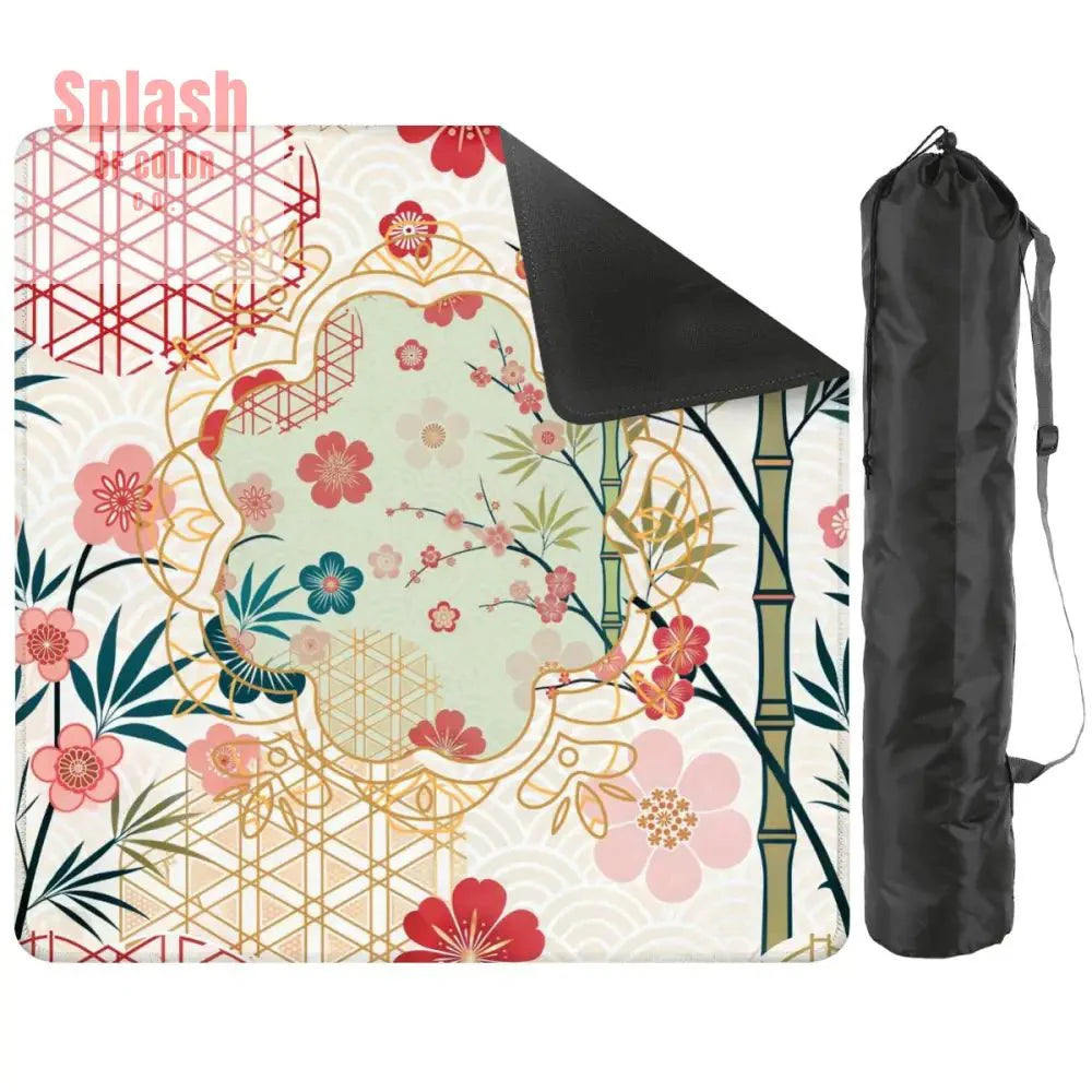 Mahjong Mat Cherry Blossom Asian Designed Floral Bamboo Mahj Game Mat
