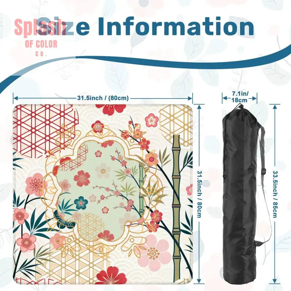 Mahjong Mat Cherry Blossom Asian Designed Floral Bamboo Mahj Game Mat