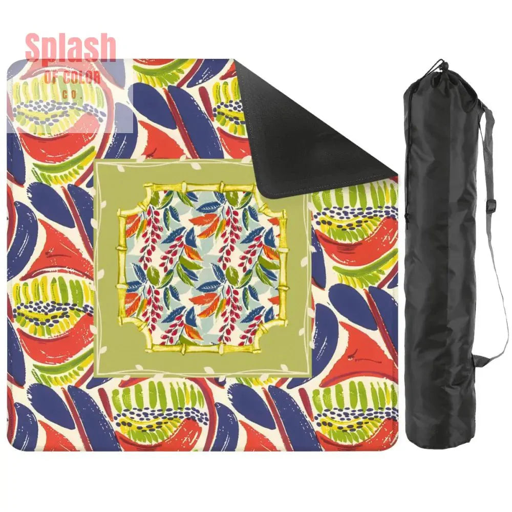Mahjong Mat, Coral Blue Abstract Floral Modern Mahjong Mat