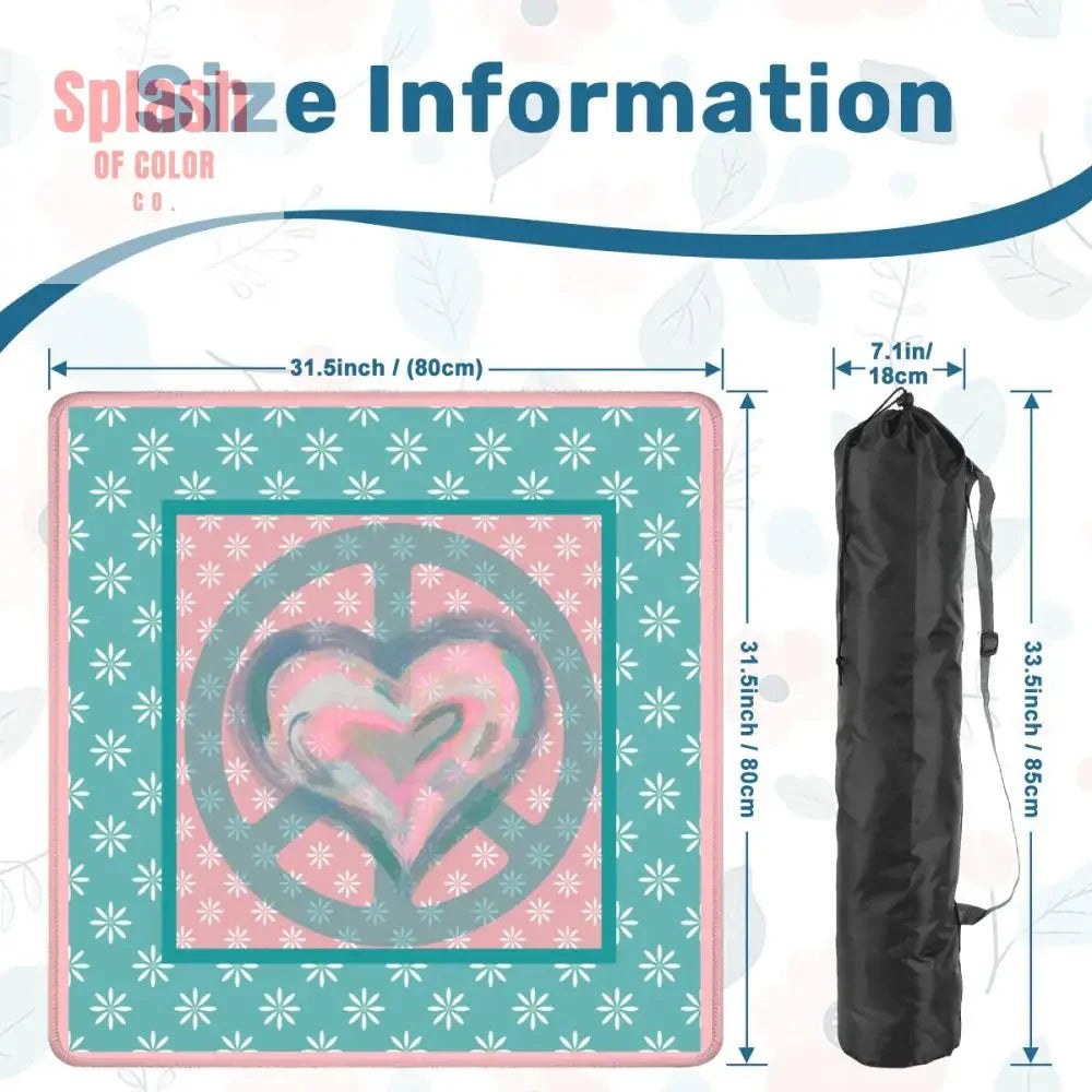 Mahjong Mat Daisy Flower Pink, Teal Peace And Love Mahj Game Mat