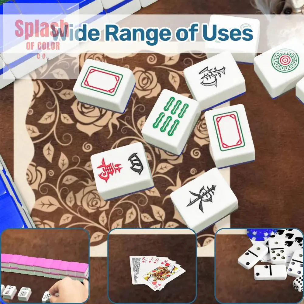 Mahjong Mat, Dogs And Mahjong Funny Preppy Book Dogs, Faux Leather Background Mahj Mat