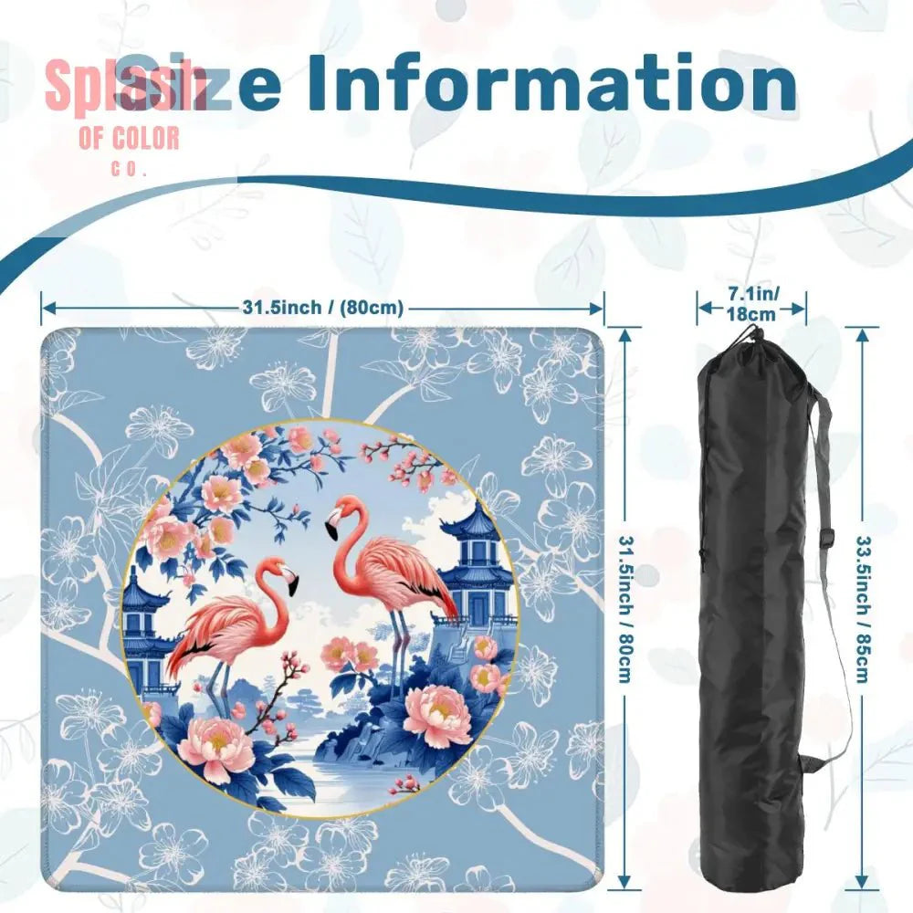 Mahjong Mat Floral Cherry Blossoms, Pagoda Flamingos In Paradise Mahj Mat