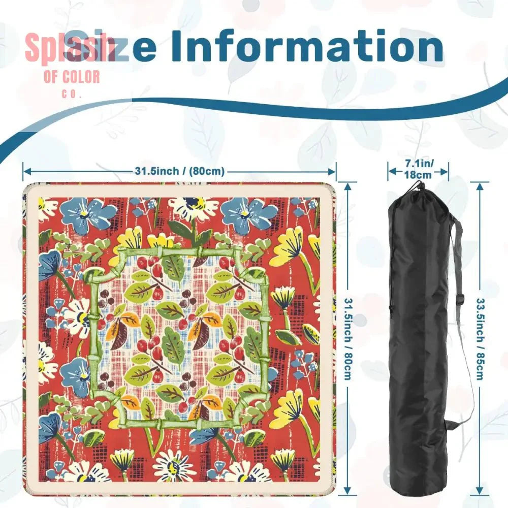 Mahjong Mat Floral Heritage Rust, Yellow Blue, Preppy Mahj Mat Coordinates Well With Heritage Tiles