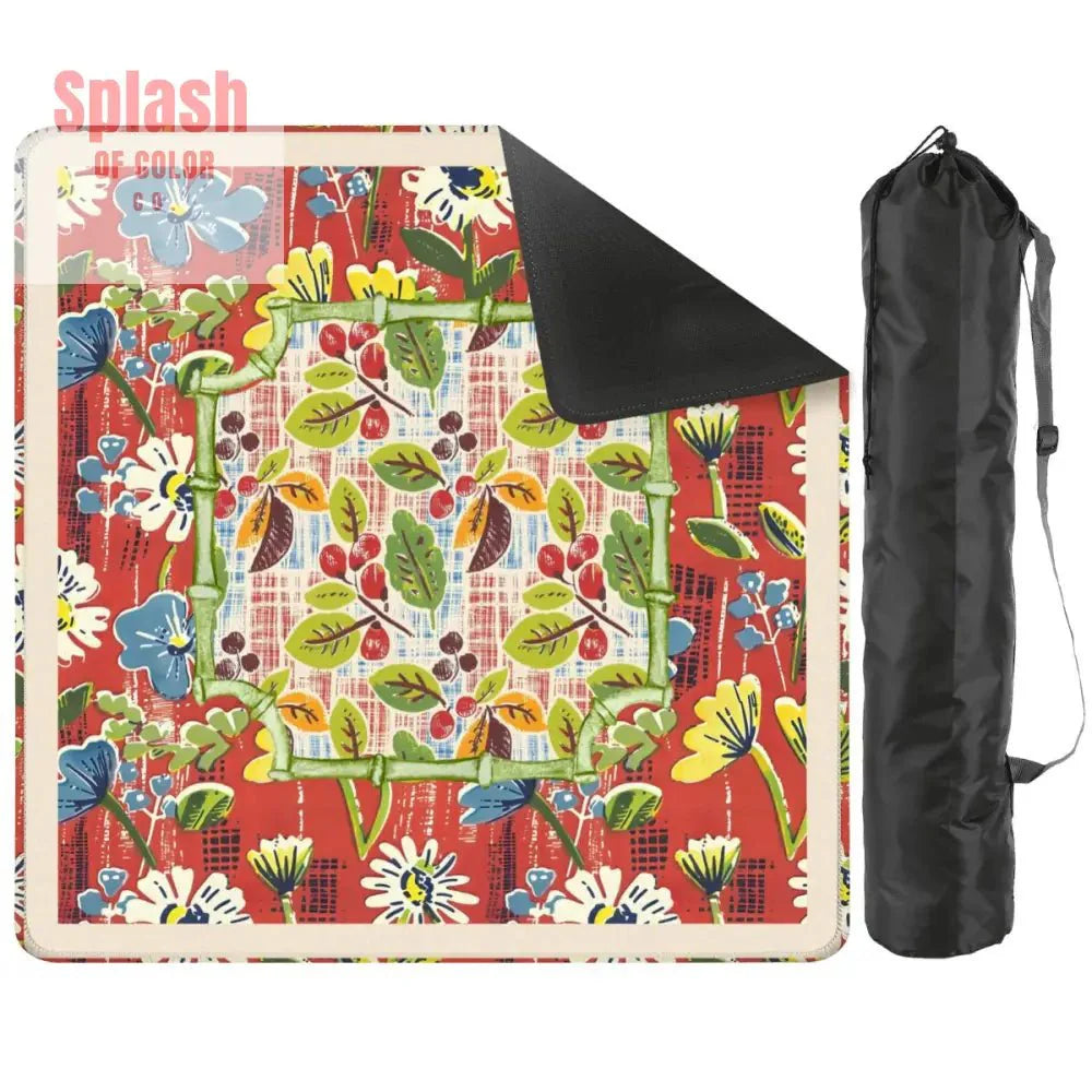 Mahjong Mat Floral Heritage Rust, Yellow Blue, Preppy Mahj Mat Coordinates Well With Heritage Tiles