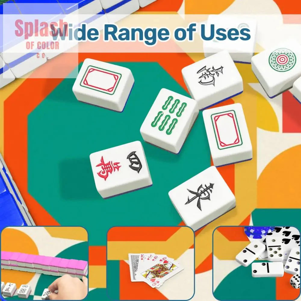 Mahjong Mat Geometric Color Splash Mahjong Mat – Teal, Yellow & Orange