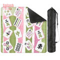 Mahjong Mat Green, Pink Watercolor Striped, Whimsical Mahjong Tiles Game Mat
