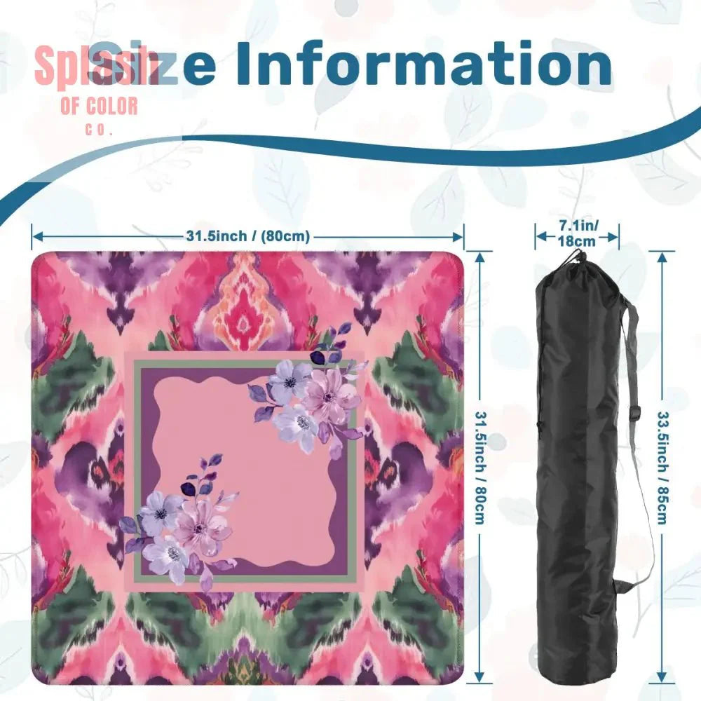 Mahjong Mat Ikat Watercolor Pink, Purple, Emerald Green Boho Mahj Mat