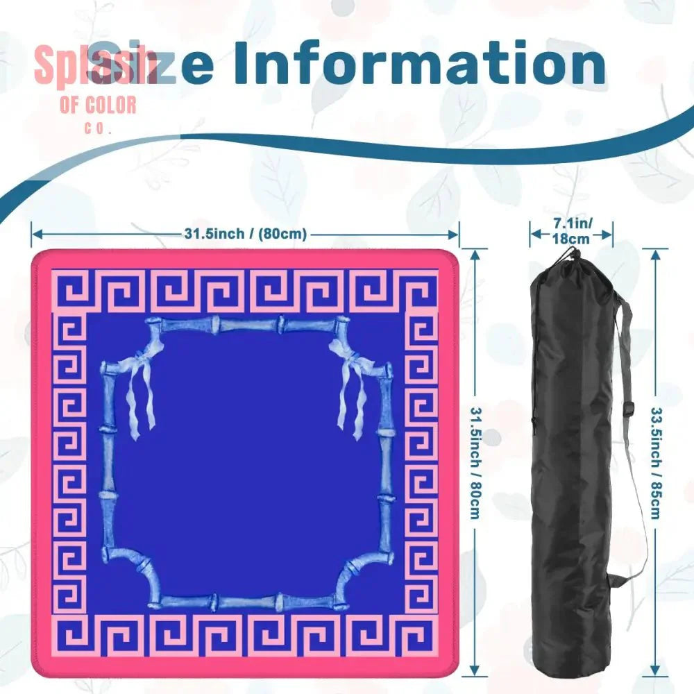 Mahjong Mat In Royal Blue, Hot Pink, Minimalist Style, Mahjong Game Night Mat