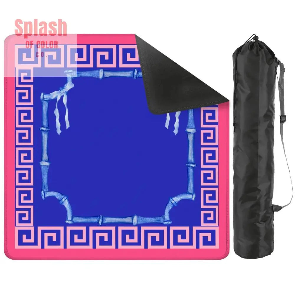 Mahjong Mat In Royal Blue, Hot Pink, Minimalist Style, Mahjong Game Night Mat