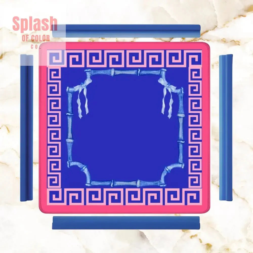 Mahjong Mat In Royal Blue, Hot Pink, Minimalist Style, Mahjong Game Night Mat