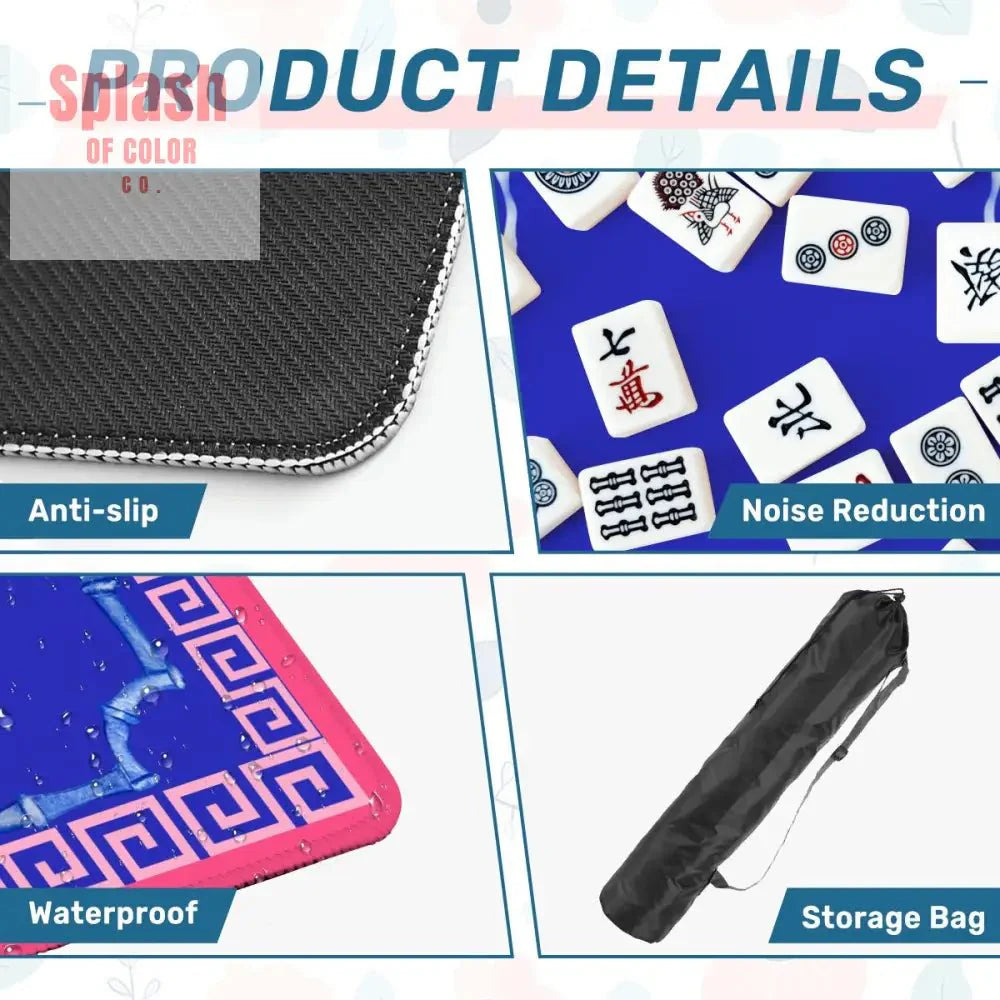 Mahjong Mat In Royal Blue, Hot Pink, Minimalist Style, Mahjong Game Night Mat