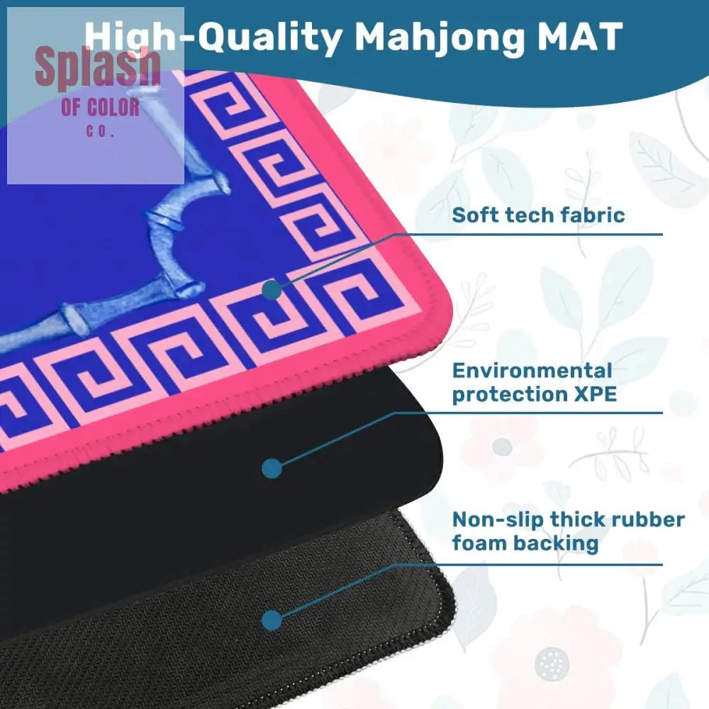 Mahjong Mat In Royal Blue, Hot Pink, Minimalist Style, Mahjong Game Night Mat