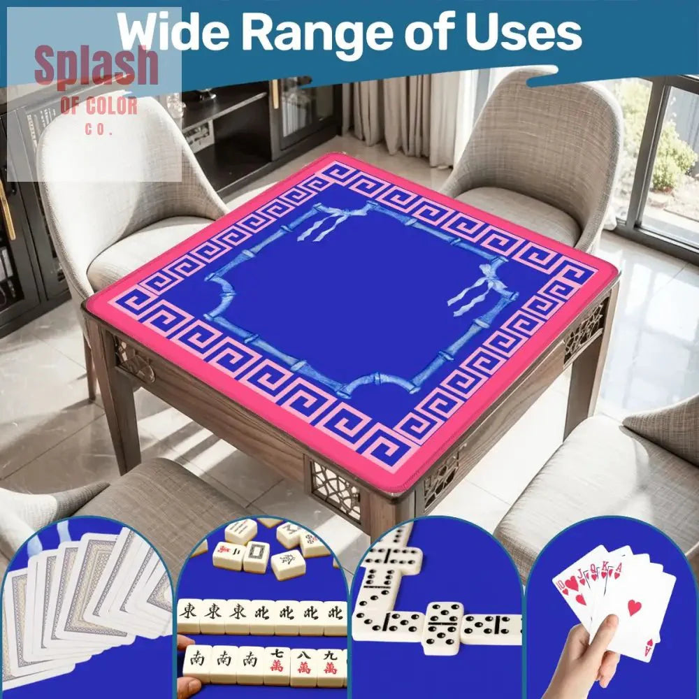 Mahjong Mat In Royal Blue, Hot Pink, Minimalist Style, Mahjong Game Night Mat