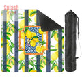 Mahjong Mat Lemon Zest Preppy Blue Striped Lemon Mahj Mat