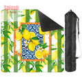 Mahjong Mat Lemon Zest Preppy Green Striped Lemon Mahj Mat