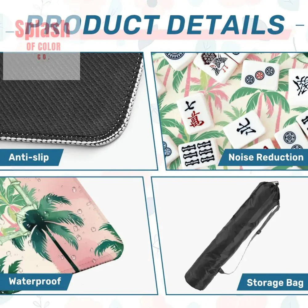 Mahjong Mat Palm Beach Watercolor Pastel Preppy Style Palm Tree Mahjong Mat
