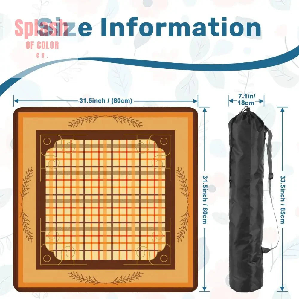 Mahjong Mat Plaid Brown Orange Yellow Mahj Game Mat