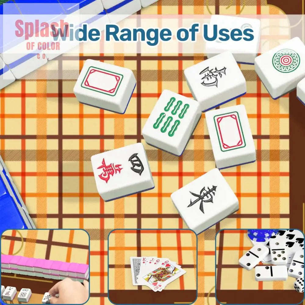 Mahjong Mat Plaid Brown Orange Yellow Mahj Game Mat