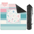 Mahjong Mat Preppy Pink Teal Blue, Watercolor Tile Floral Game Mat