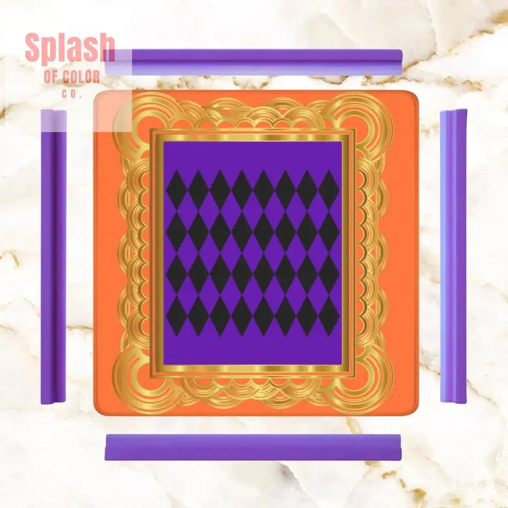 Mahjong Mat Renaissance, Orange Purple Gold Mahjong Game Mat