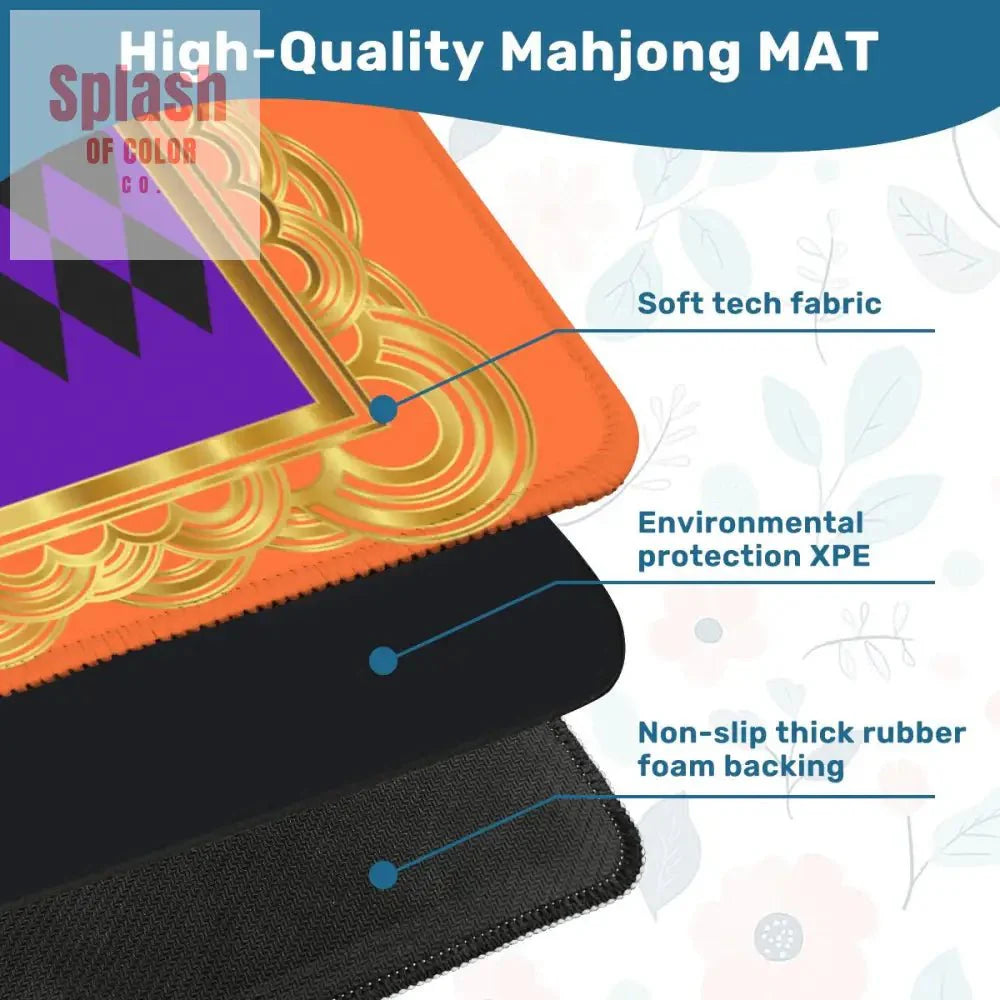Mahjong Mat Renaissance, Orange Purple Gold Mahjong Game Mat