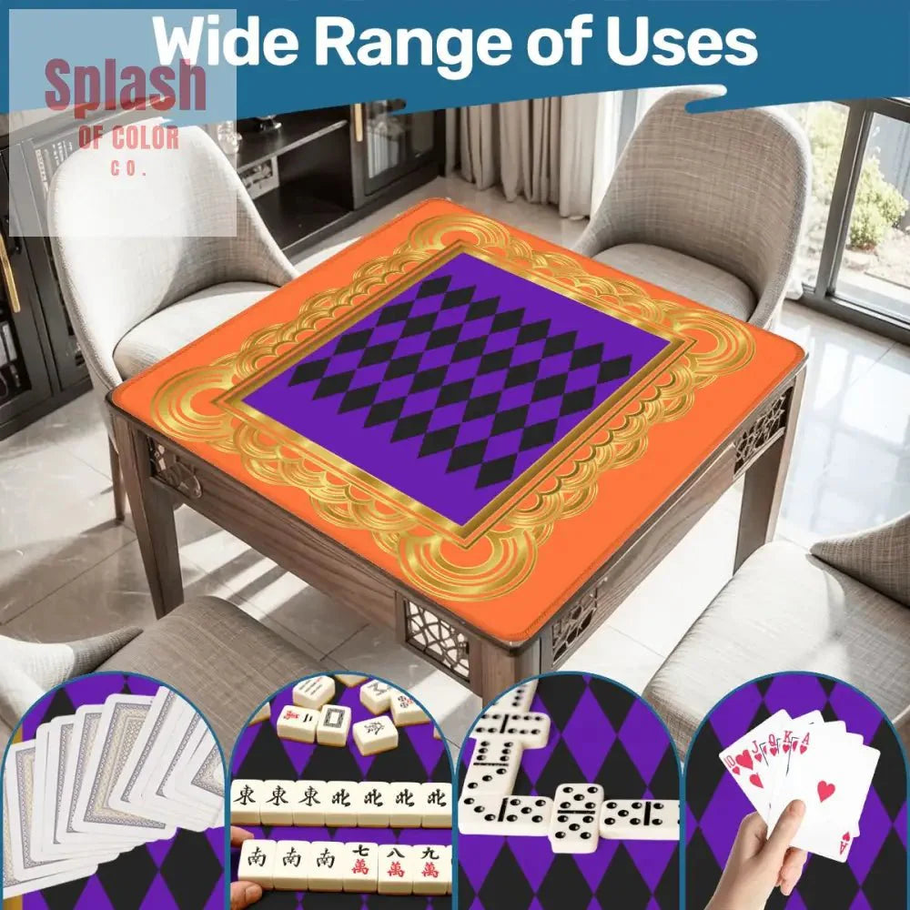 Mahjong Mat Renaissance, Orange Purple Gold Mahjong Game Mat