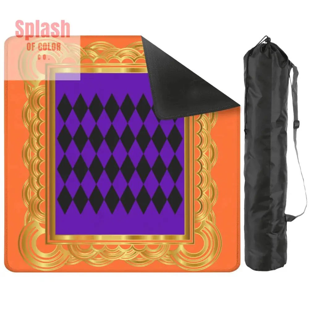 Mahjong Mat Renaissance, Orange Purple Gold Mahjong Game Mat