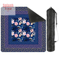 Mahjong Mat Royal Blue Pink Floral Heritage Greek Key Border Preppy Mahj Game Mat
