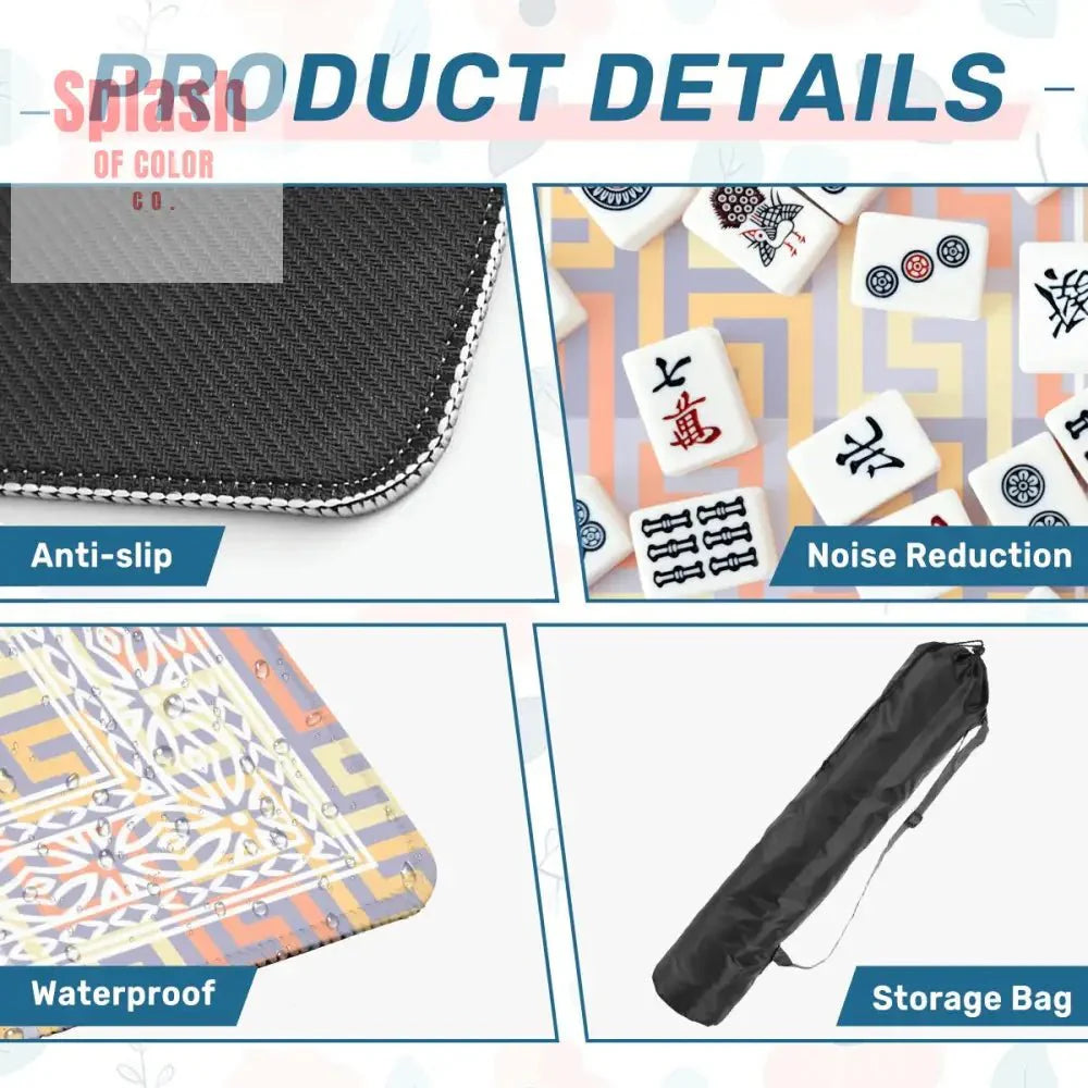 Mahjong Mat Soft Pastels Geometric Modern Mahj Enthusiast Game Mat