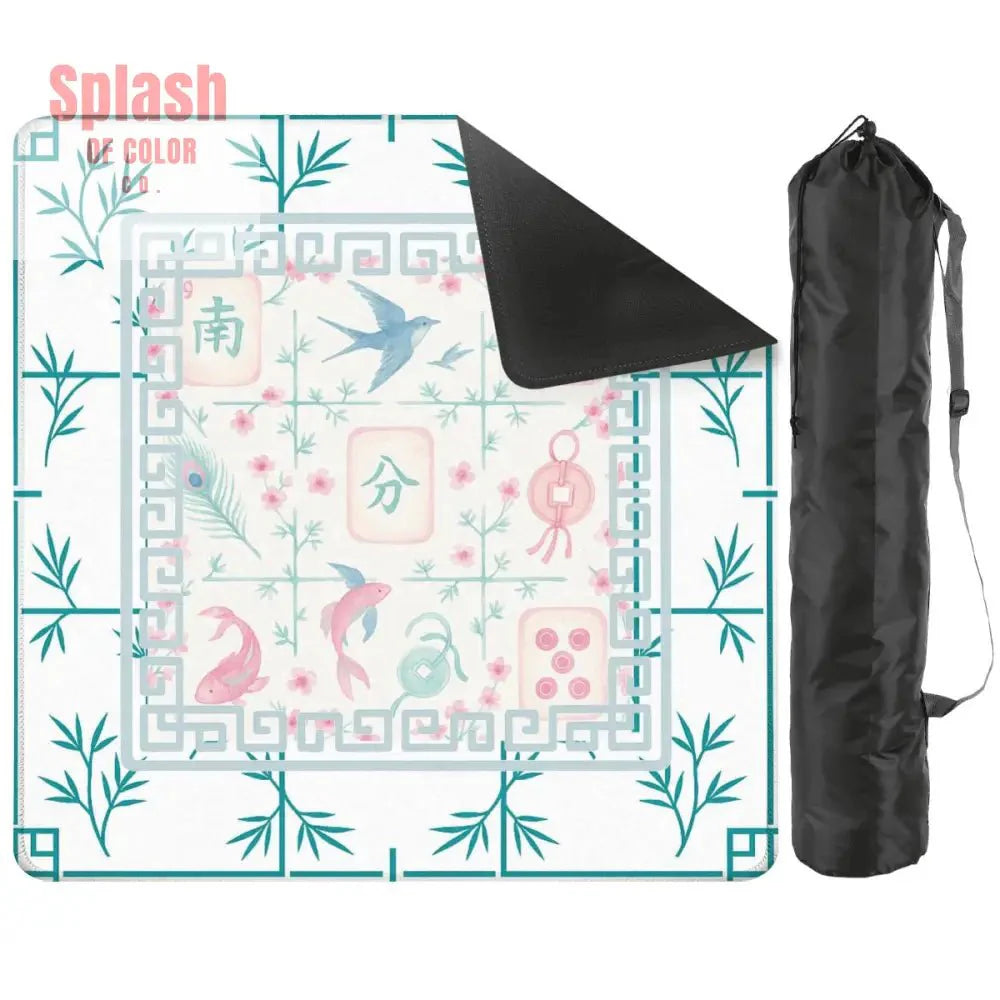 Mahjong Mat Watercolor Asian Zen Floral Pastel Mahjong Tile Game Mat