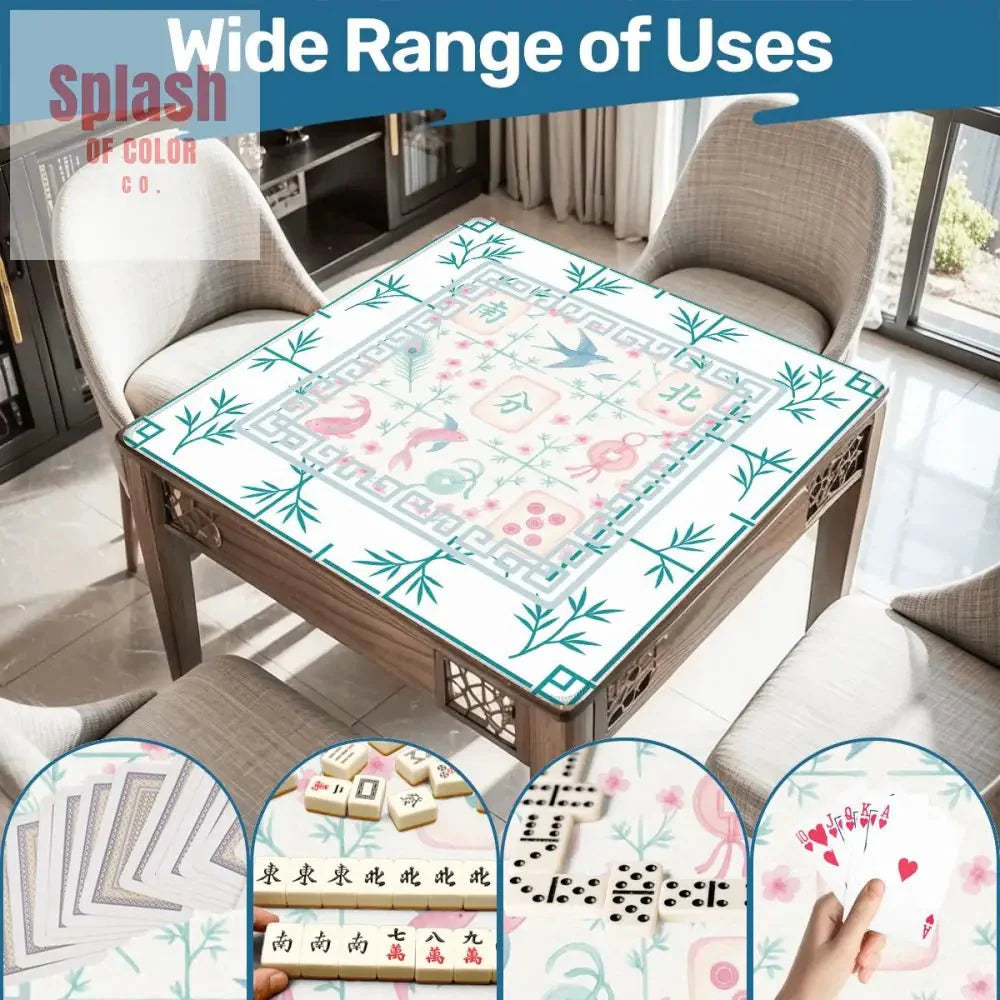 Mahjong Mat Watercolor Asian Zen Floral Pastel Mahjong Tile Game Mat