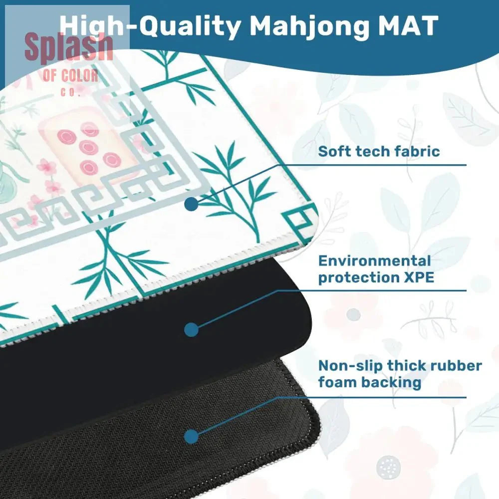 Mahjong Mat Watercolor Asian Zen Floral Pastel Mahjong Tile Game Mat