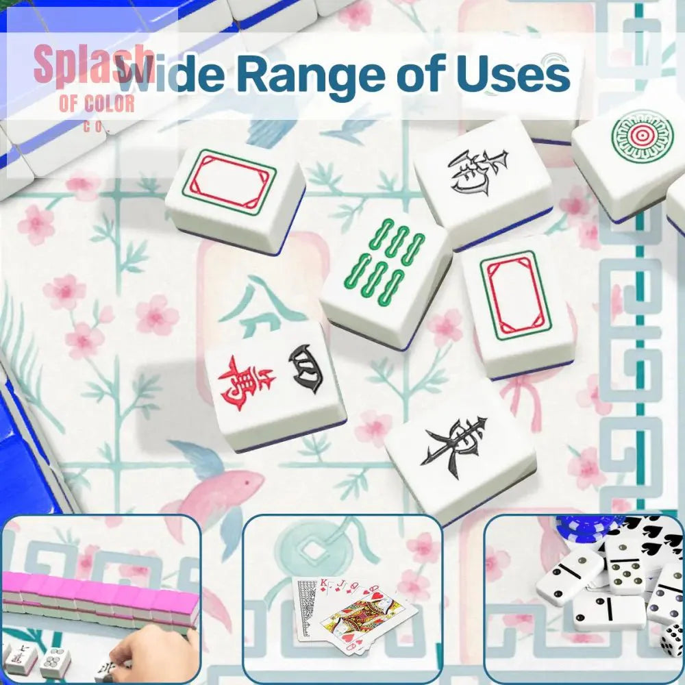 Mahjong Mat Watercolor Asian Zen Floral Pastel Mahjong Tile Game Mat