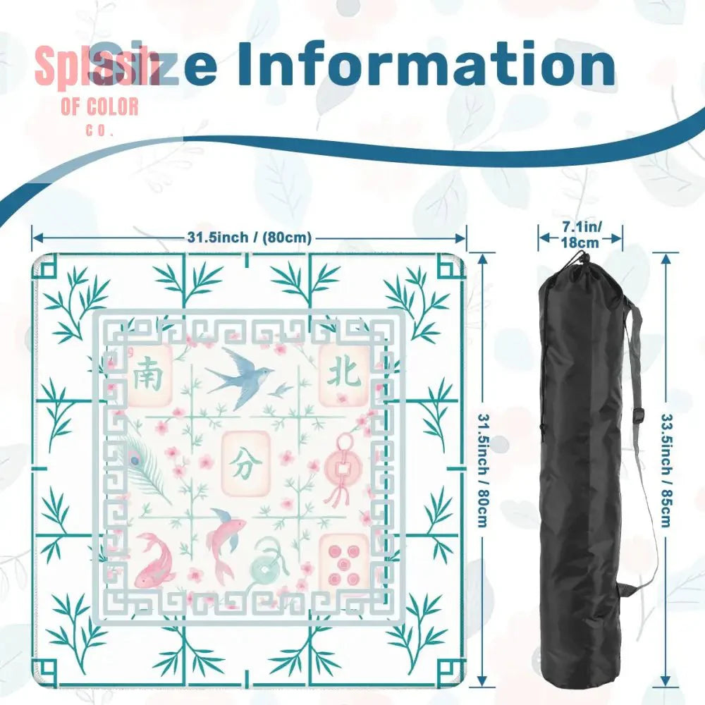 Mahjong Mat Watercolor Asian Zen Floral Pastel Mahjong Tile Game Mat
