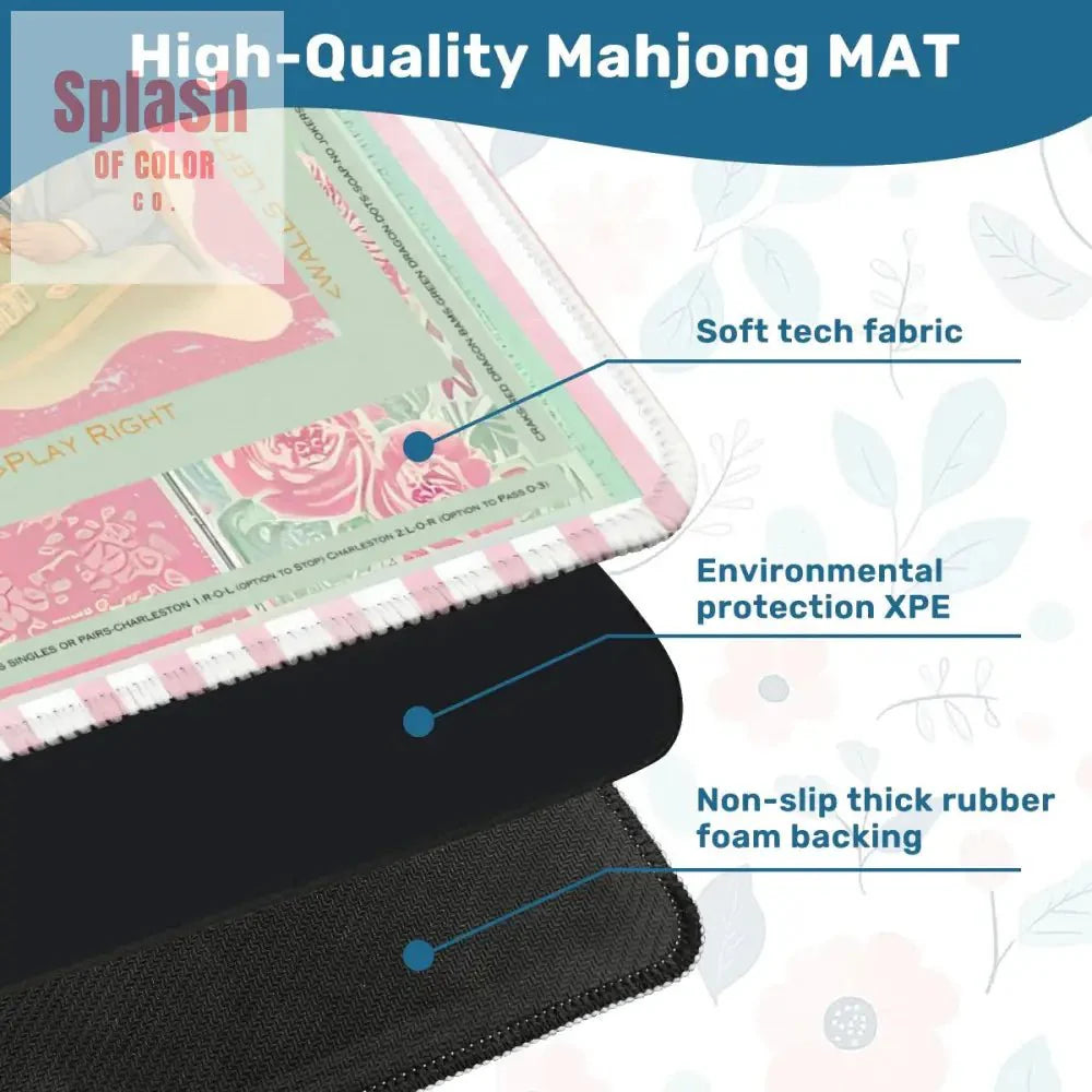 Mahjong Mat Watercolor Dogs Playing Mahjong Cute Preppy Quirky Learning Mahj Mat