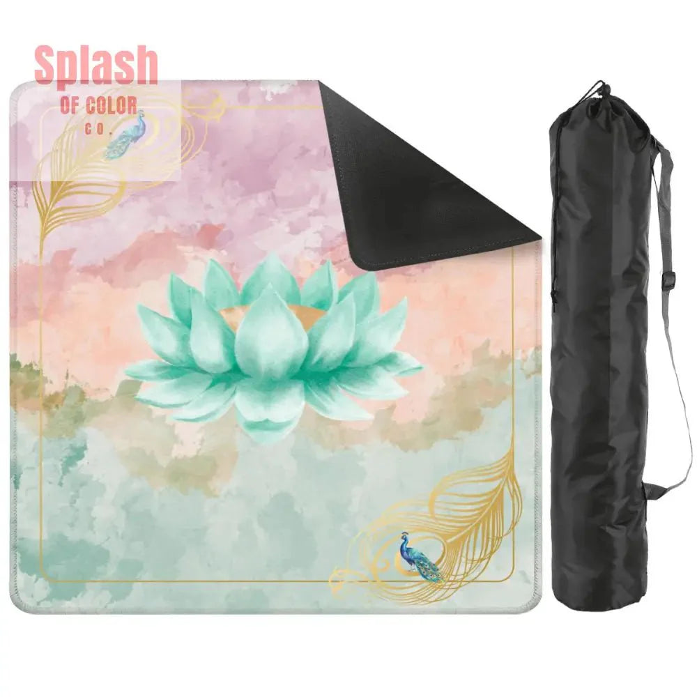 Mahjong Mat Watercolor Peacock Lotus Flower Mahj Mat Coordinates With Sierra Mahj Tile Set