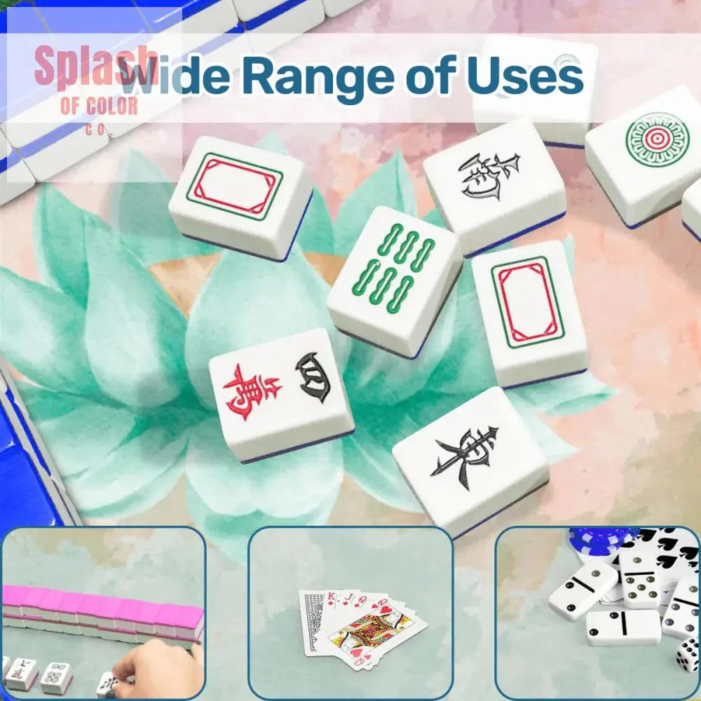 Mahjong Mat Watercolor Peacock Lotus Flower Mahj Mat Coordinates With Sierra Mahj Tile Set
