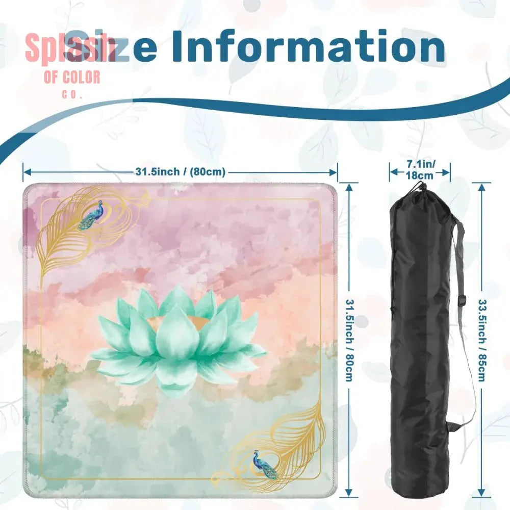 Mahjong Mat Watercolor Peacock Lotus Flower Mahj Mat Coordinates With Sierra Mahj Tile Set