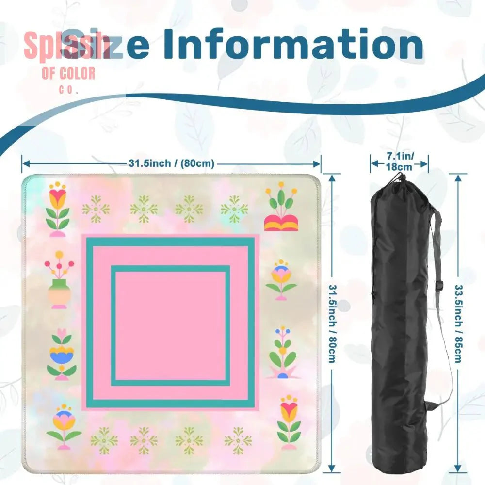 Mahjong Mat, Watercolor Preppy Pink Green Teal Scandinavian Floral Mahj Mat