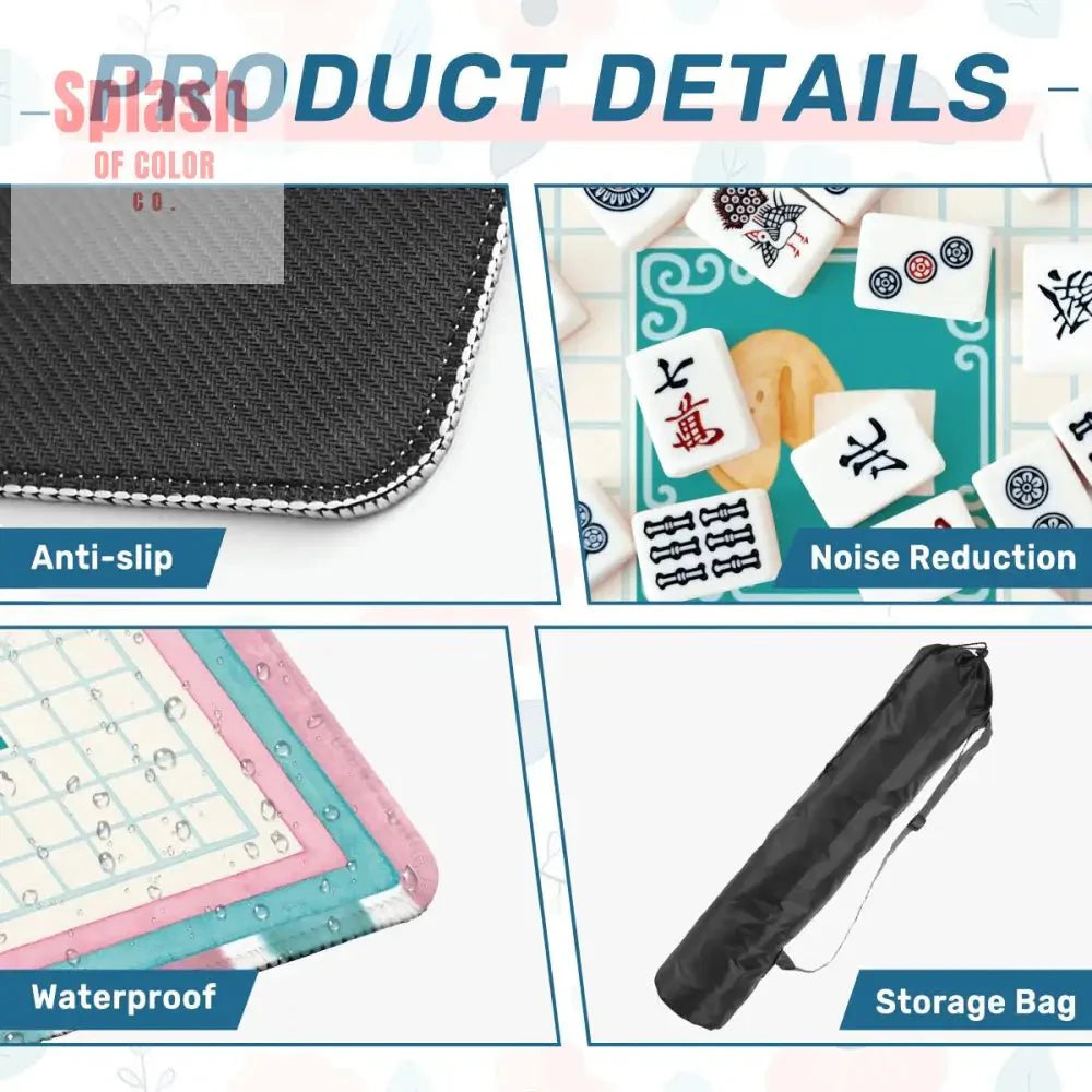 Mahjong Mat Watercolor Striped Mahj Grid Whimsical Fortune Cookie Mahj Mat