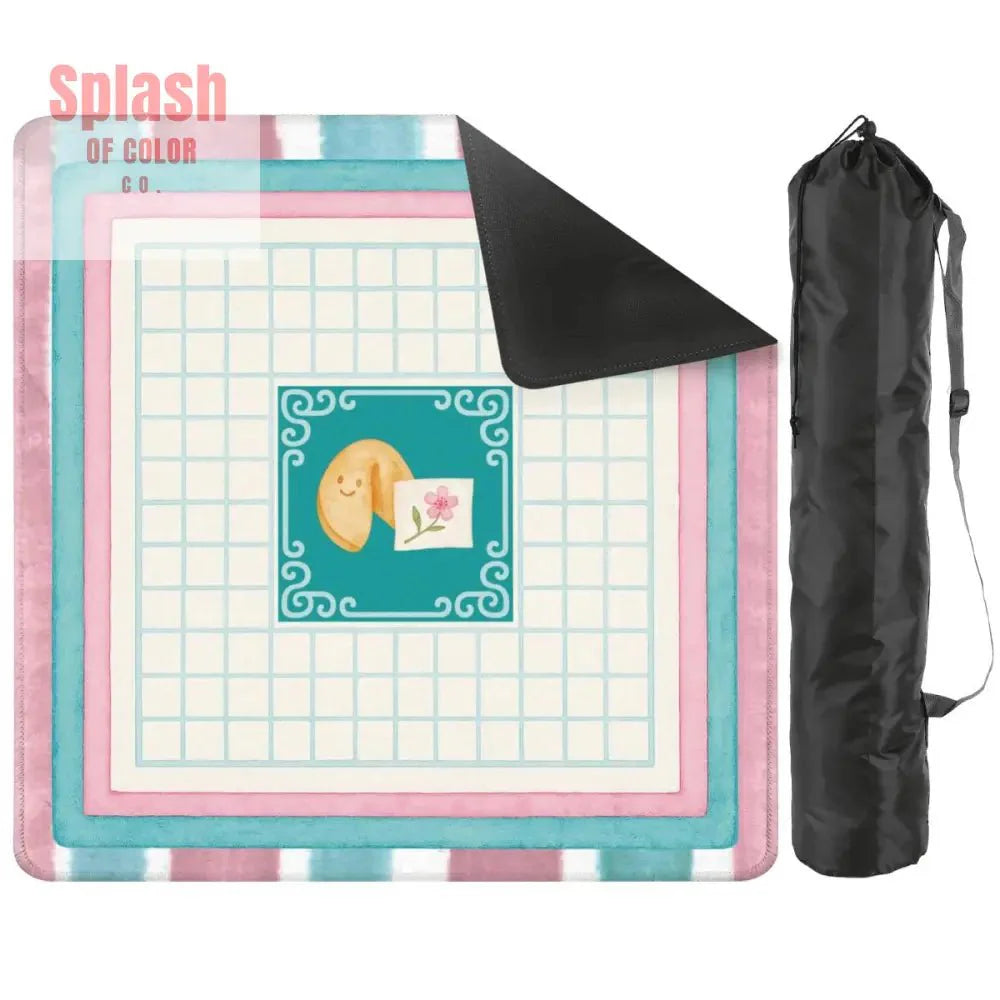 Mahjong Mat Watercolor Striped Mahj Grid Whimsical Fortune Cookie Mahj Mat
