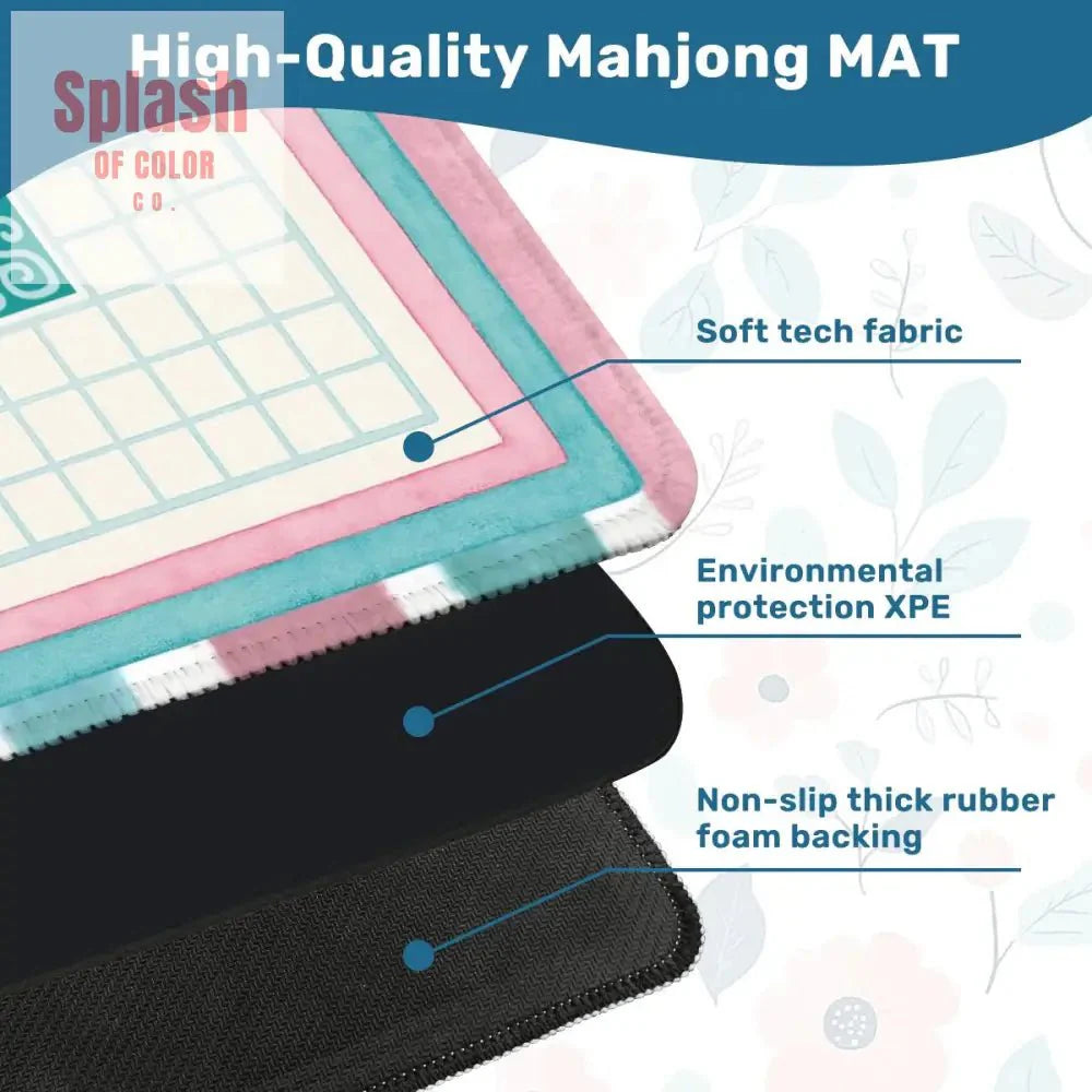 Mahjong Mat Watercolor Striped Mahj Grid Whimsical Fortune Cookie Mahj Mat