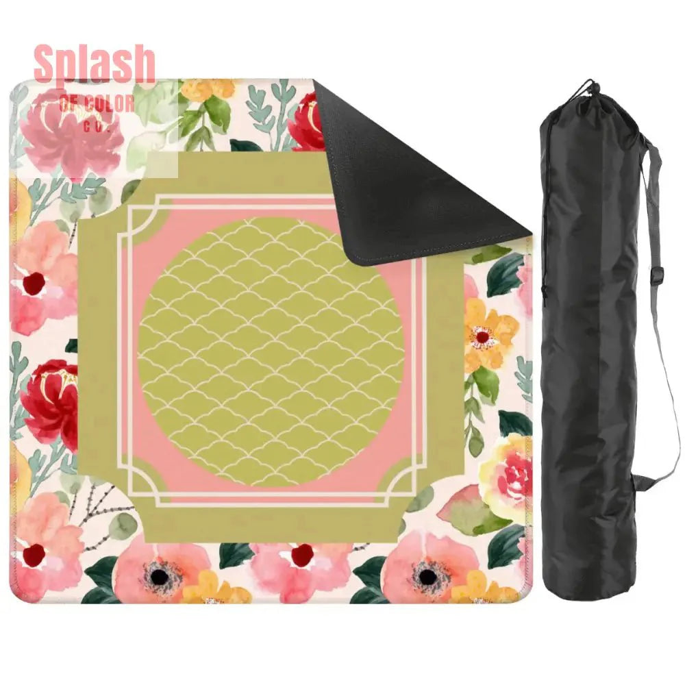 Mahjong Mat With Pretty Preppy Watercolor Flowers, Mahj Gamer Enthusiast Mat