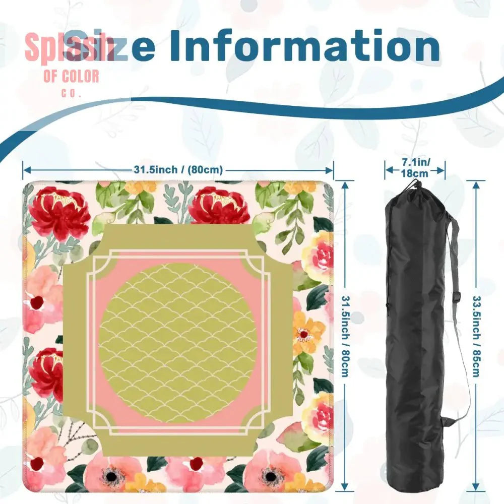 Mahjong Mat With Pretty Preppy Watercolor Flowers, Mahj Gamer Enthusiast Mat