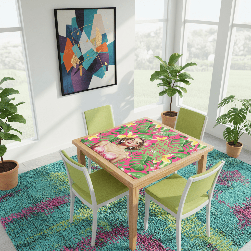Funny Mahjong Mat, Don't Stare At My Rack, Tropical Preppy Design Mahj Lover Mat